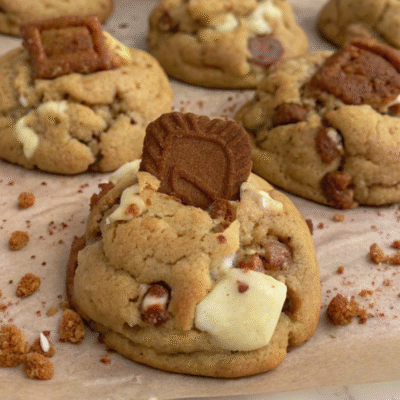 Biscoff NYC cookies stuffed with Biscoff spread