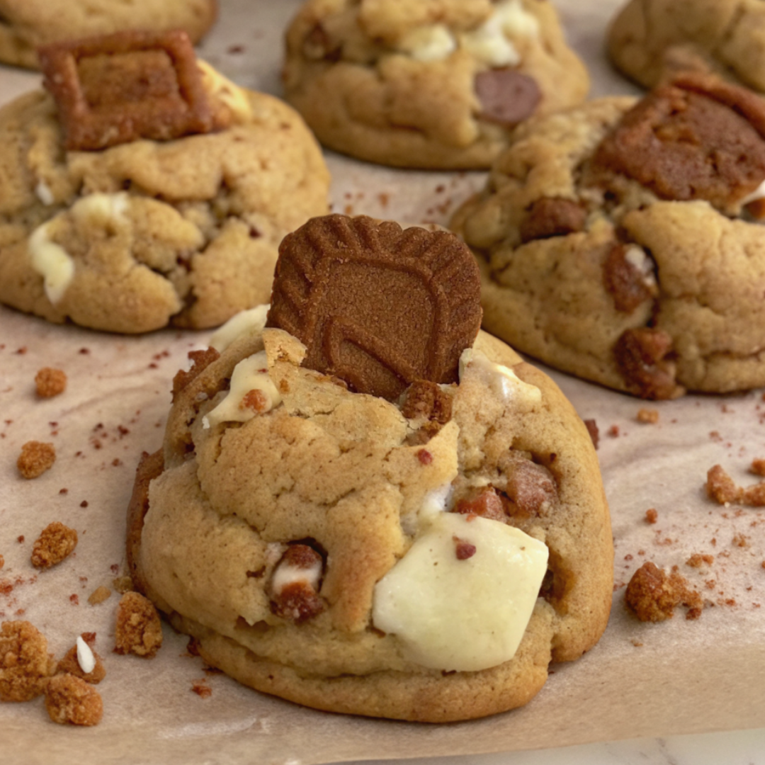 Biscoff NYC cookies stuffed with Biscoff spread