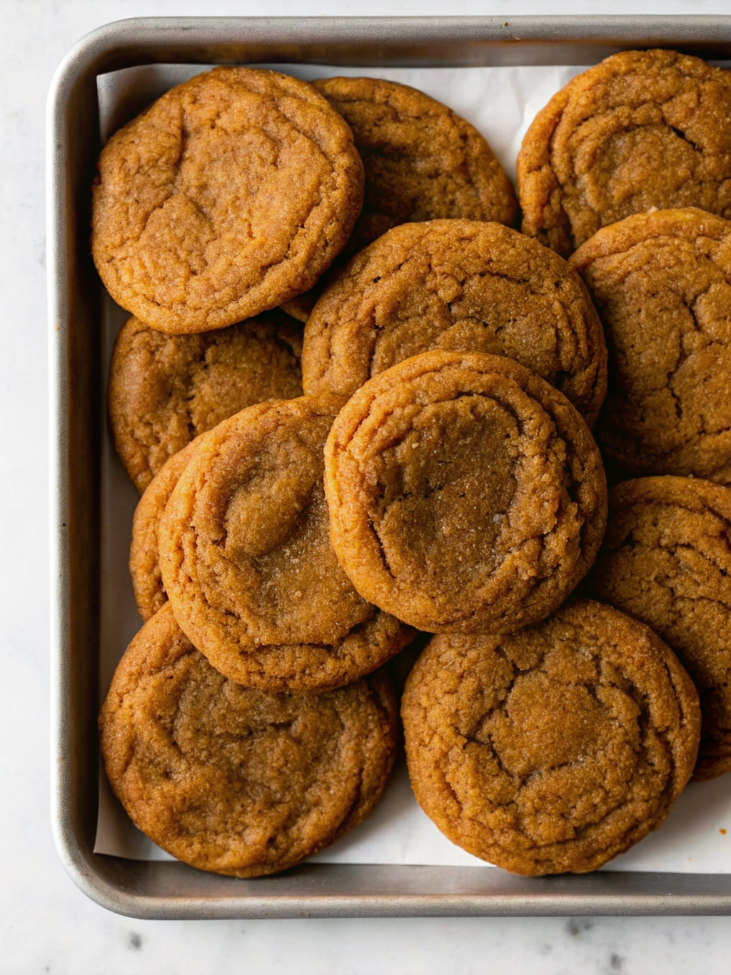 Chewy maple pumpkin cookies with spiced sugar on a rustic table