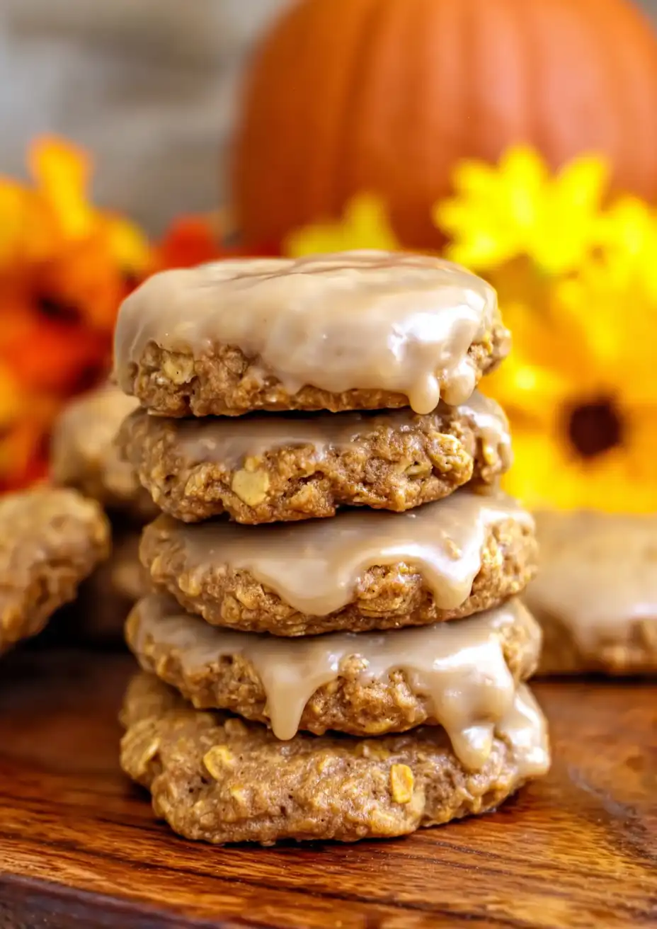 Iced Pumpkin Oatmeal Cookies
