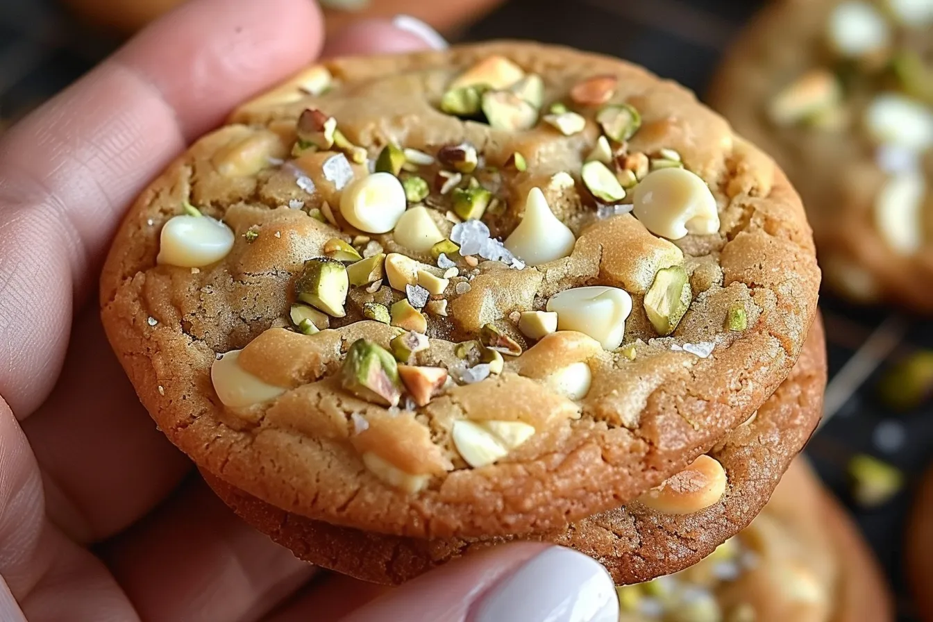 Brown Butter, Pistachio, and White Chocolate Chip Cookies
