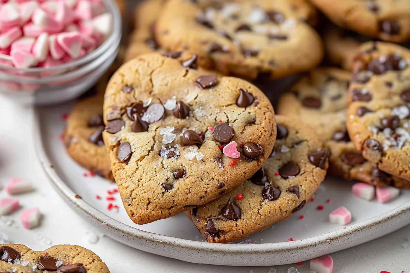 heart shaped chocolate chip cookies