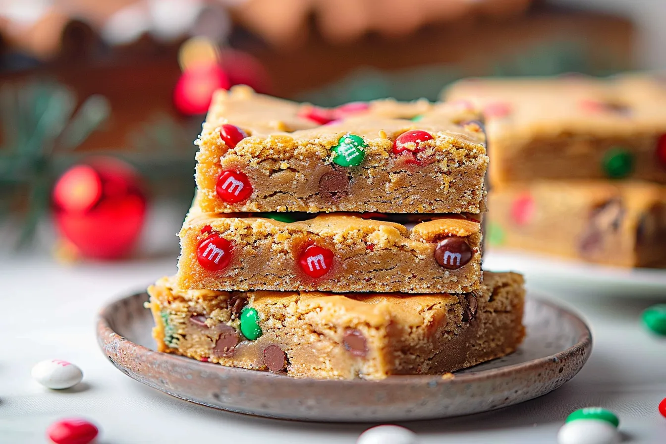Christmas M&M Cookie Bars