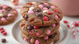 Valentine's Chocolate M&M Cookies