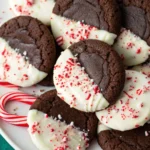 White Chocolate Dipped Peppermint Chocolate Cookies
