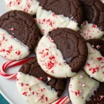White Chocolate Dipped Peppermint Chocolate Cookies
