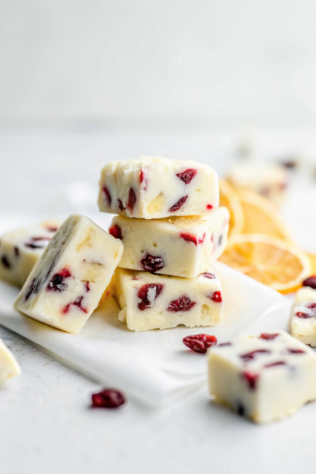 Cranberry Orange White Chocolate Fudge