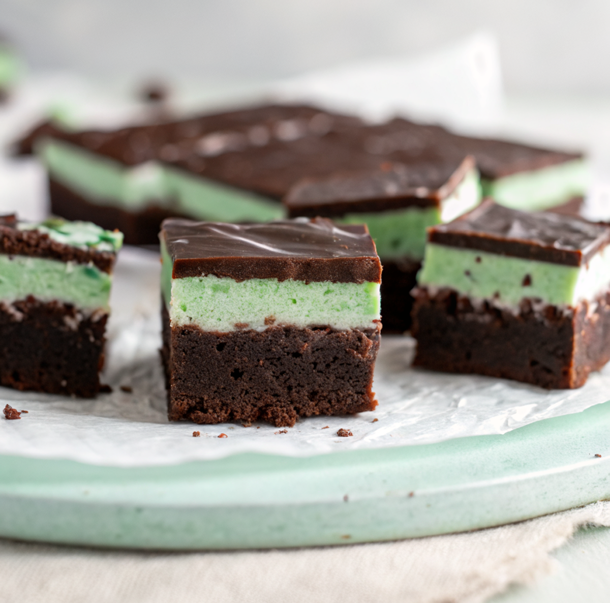 Mint Brownies with Fudgy Ganache