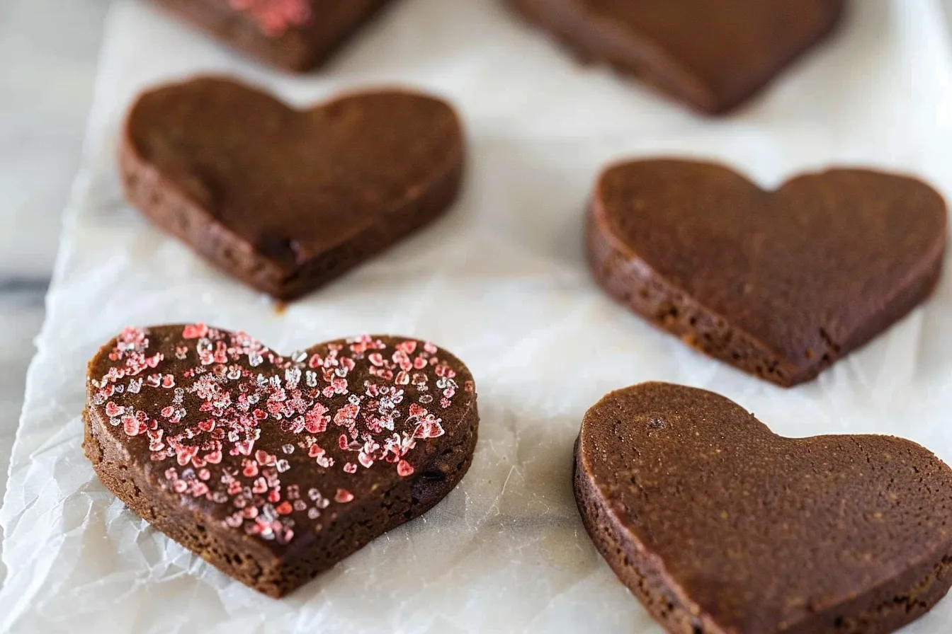 Chocolate Shortbread Heart Cookies