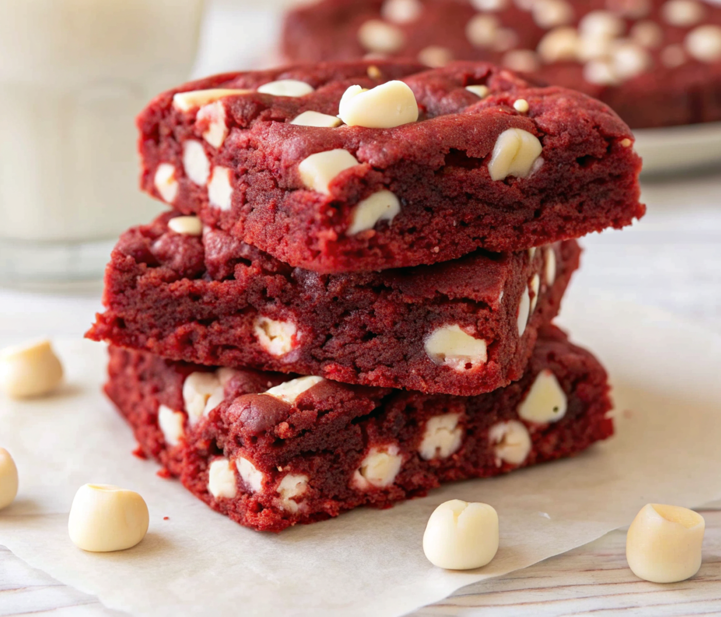 Red Velvet Cake Mix Bars with White Chocolate Chips