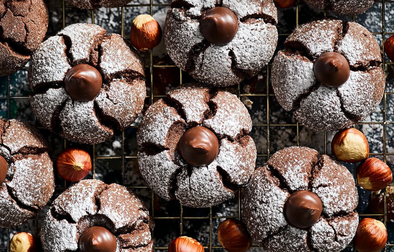 Chocolate Crinkle Blossom Cookies