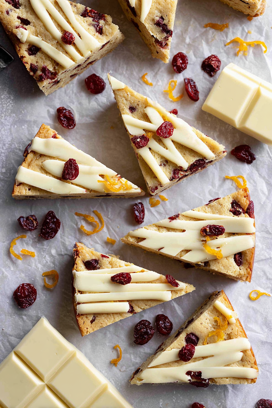 Cranberry White Chocolate Blondies with Orange Frosting