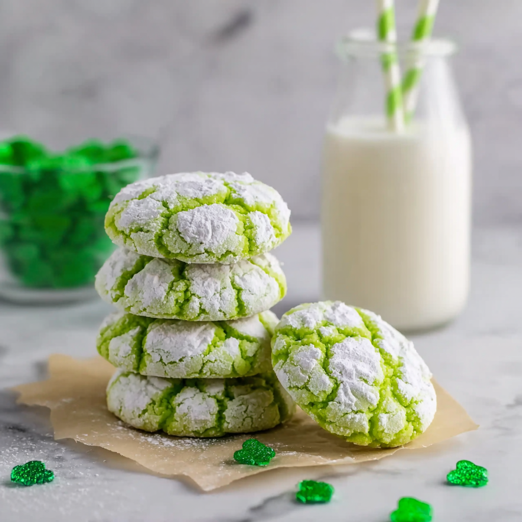 Easy Vibrant Green Crinkle Cookies