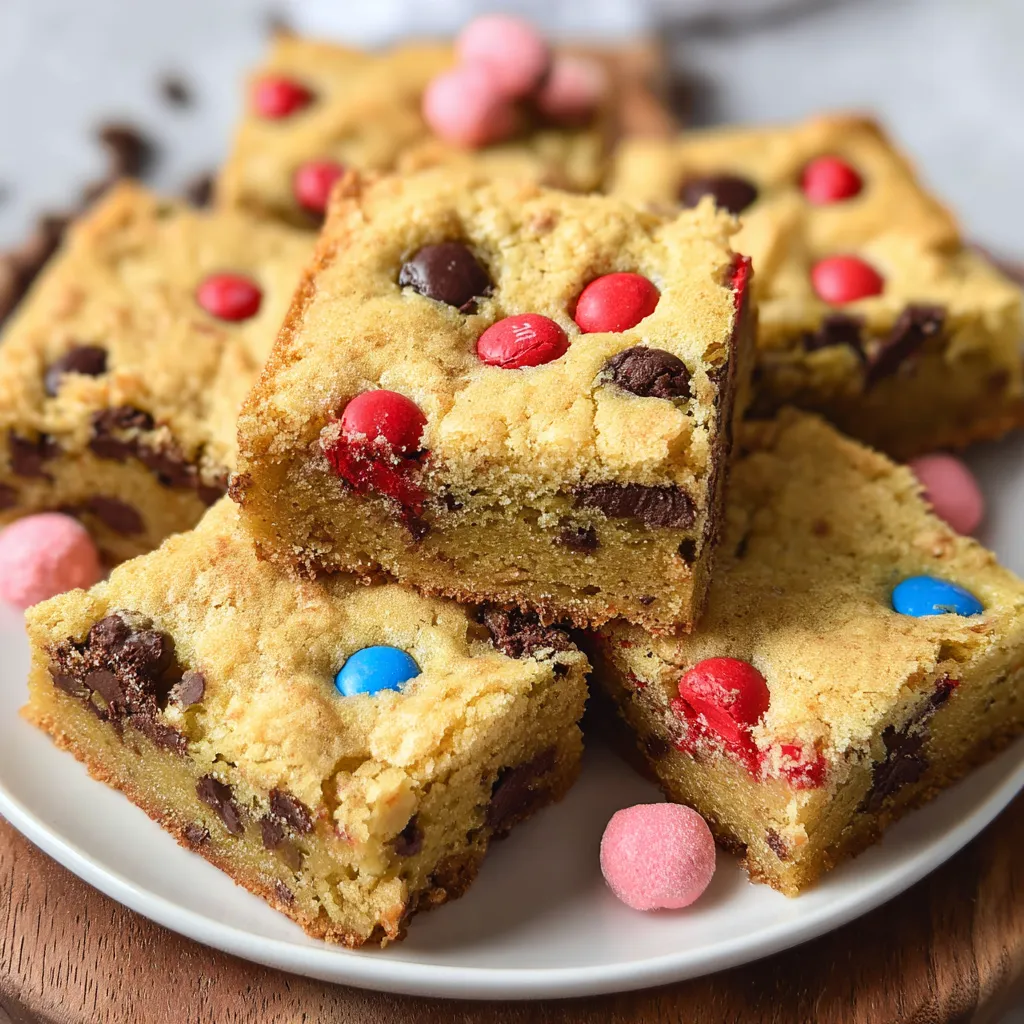 Soft & Chewy M&M Cookie Bars