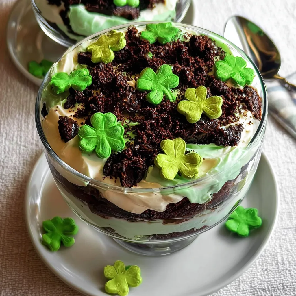St. Patrick's Day Brownie Trifle