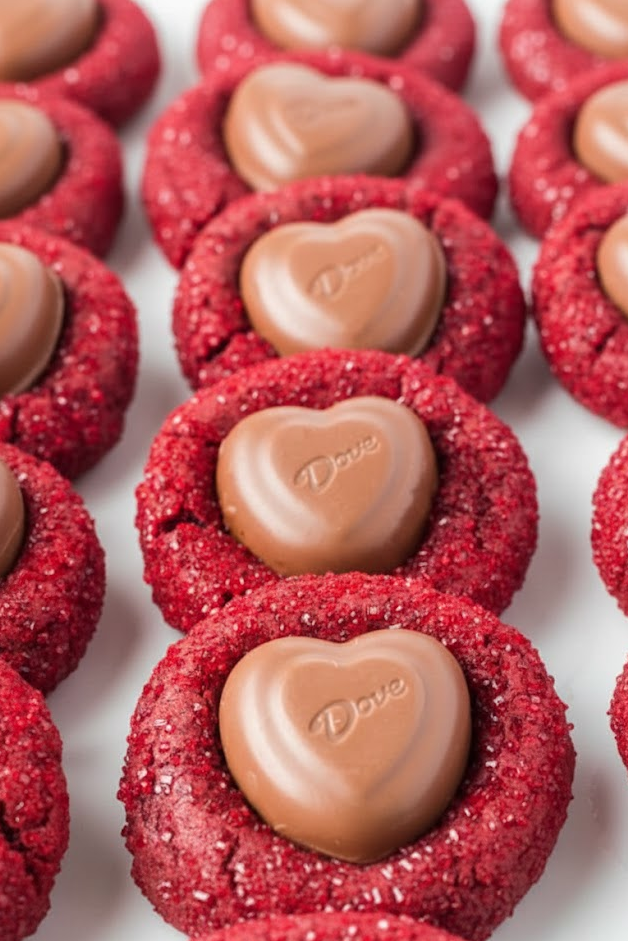 Red Velvet Chocolate Heart Blossom Cookies