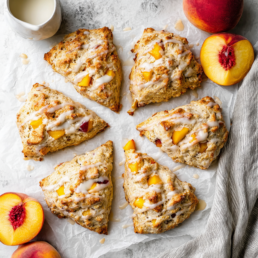 Peach Scones with Honey Vanilla Glaze