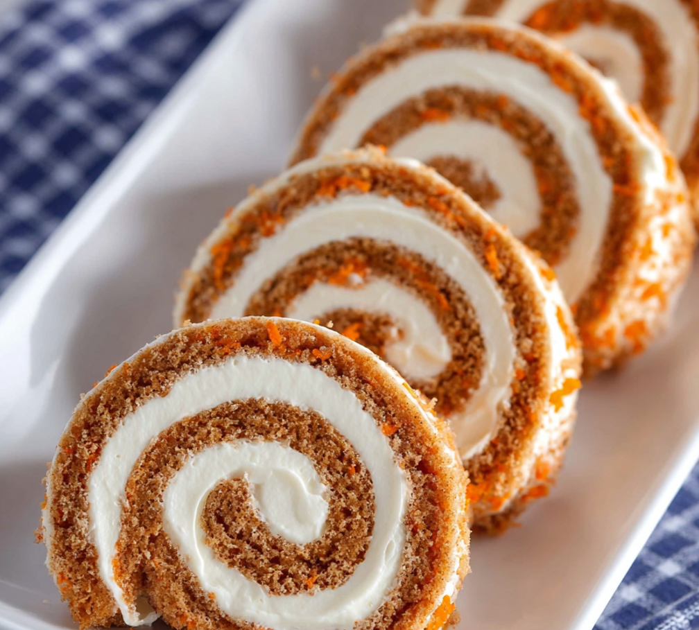Carrot Cake Roll with Velvety Cream Cheese Frosting