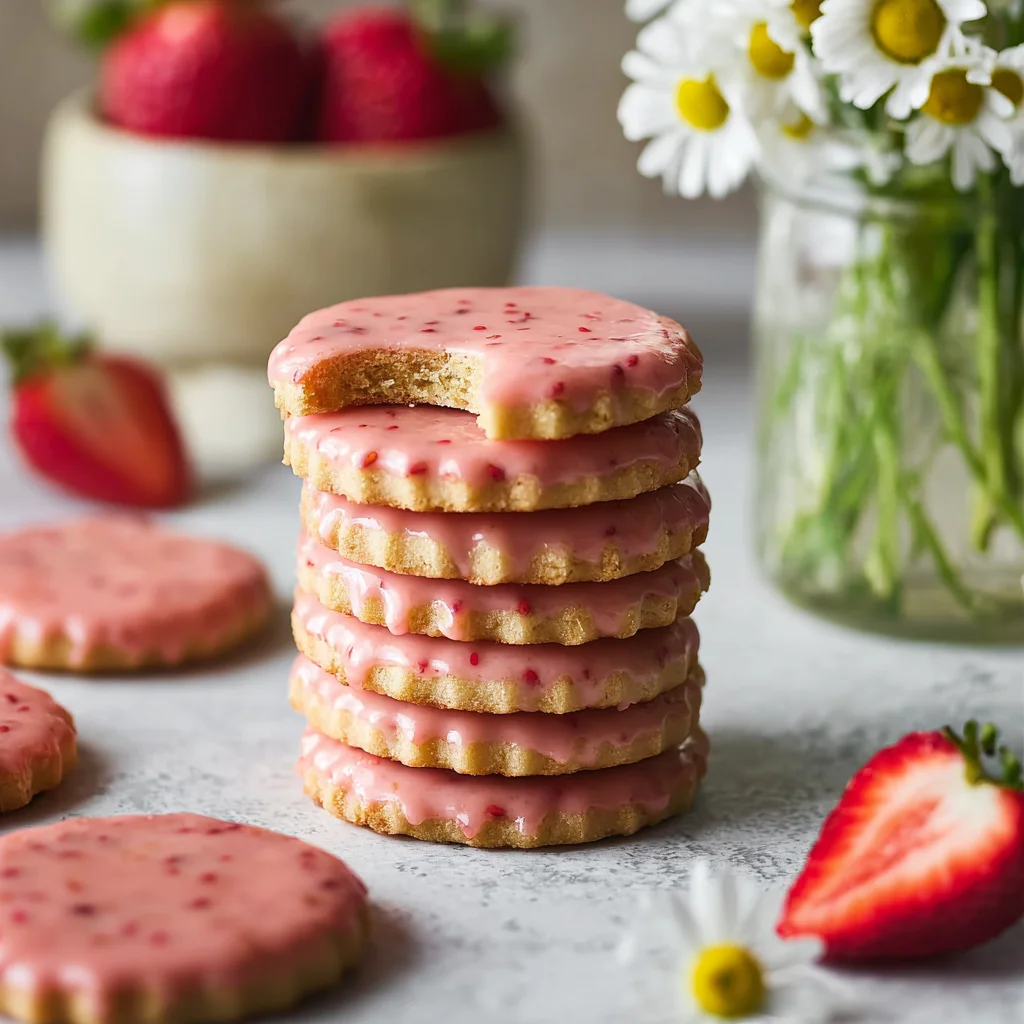 Strawberry Shortbread Cookies with Natural Strawberry Glaze