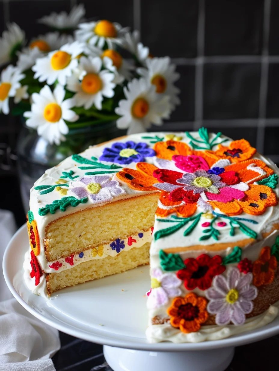 Decorative Patterned Sponge Cake