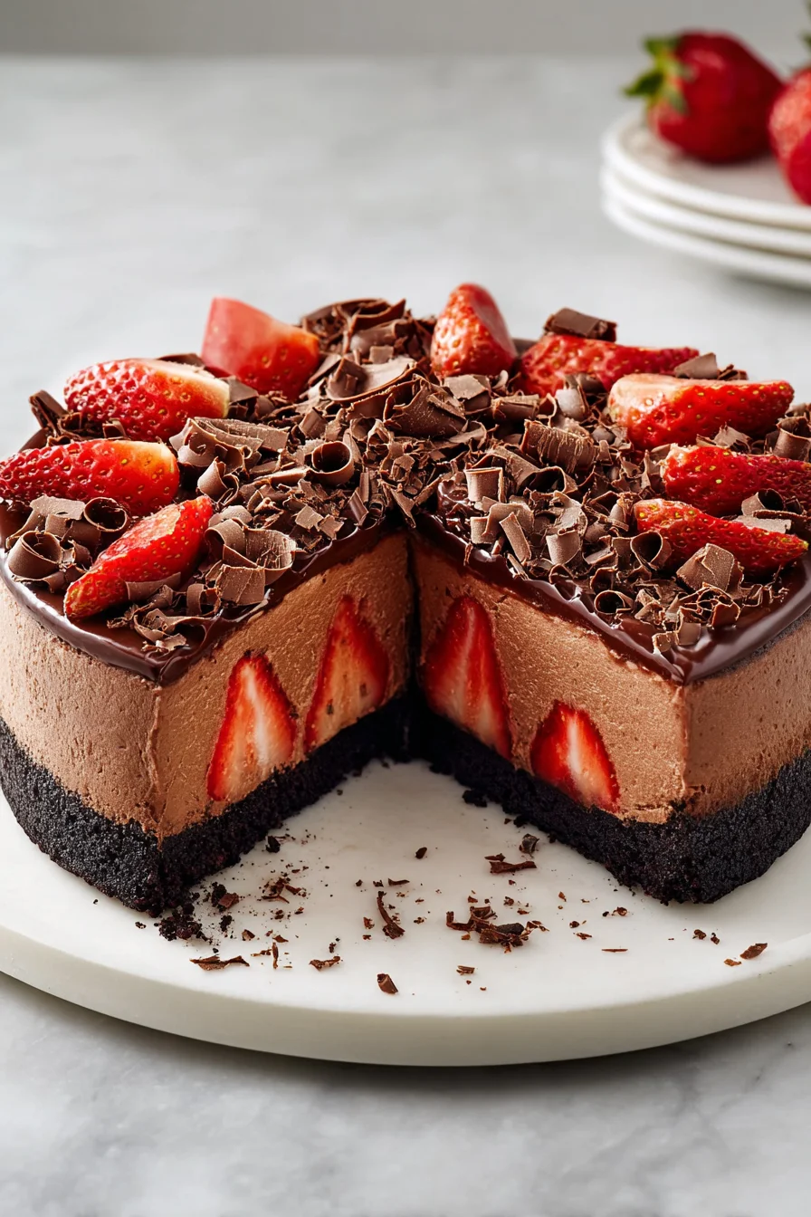 No-Bake Chocolate Strawberry Mousse Cake