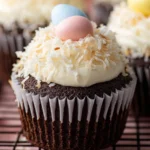 Triple Chocolate Coconut Cupcakes with a Silky Ganache Center