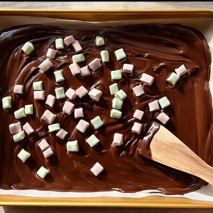 Triple Chocolate Easter Bark with Ruby Swirls