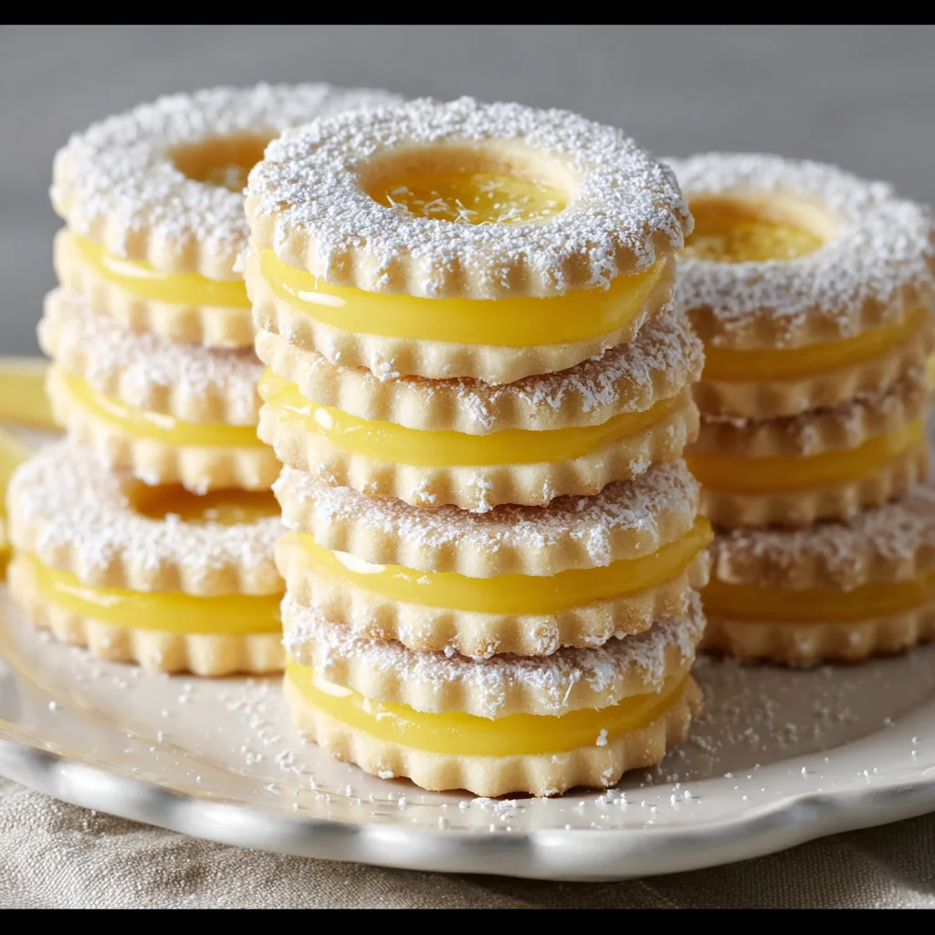 Lemon Curd Shortbread Sandwich Cookies