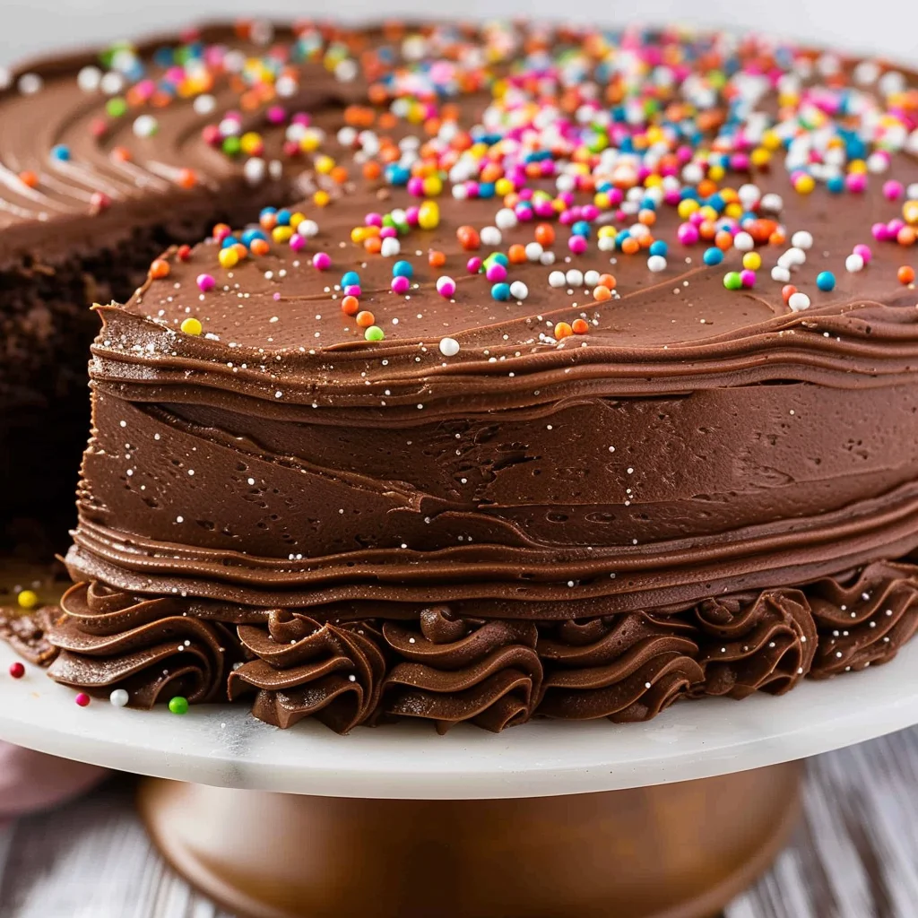 The Ultimate Moist Yellow Cake with Chocolate Sour Cream Frosting