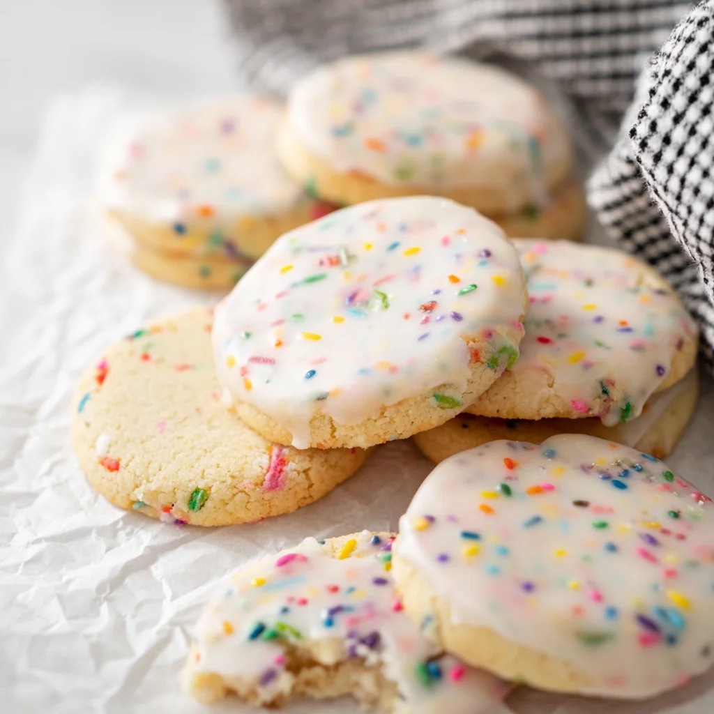 Soft & Chewy Cake Batter Cookies with Vanilla Glaze
