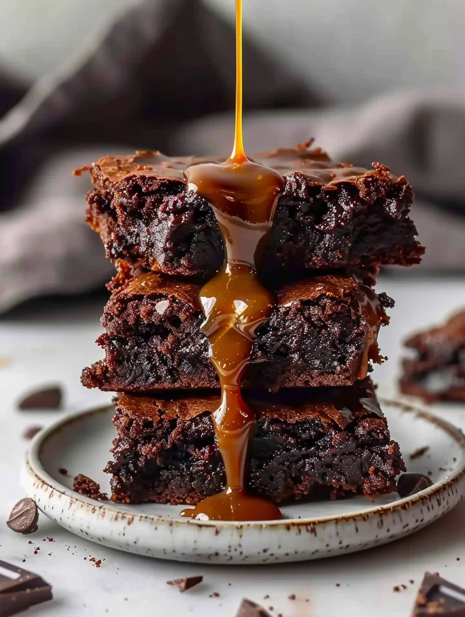 Fudgy Sourdough Caramel Brownies