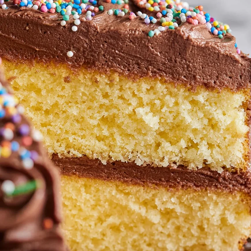 The Ultimate Moist Yellow Cake with Chocolate Sour Cream FrostingThe Ultimate Moist Yellow Cake with Chocolate Sour Cream Frosting
