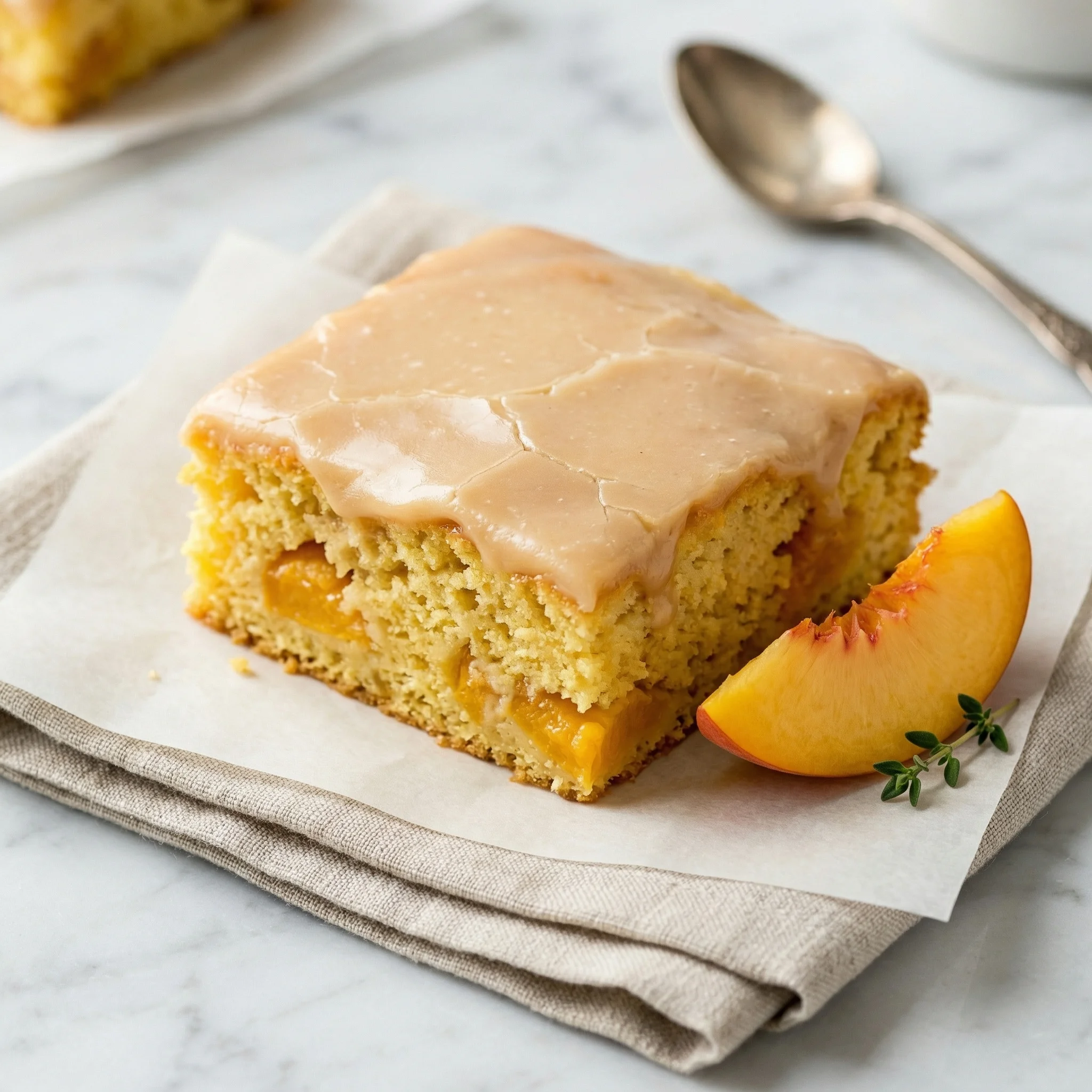 Peach Cake with Boiled Brown Sugar