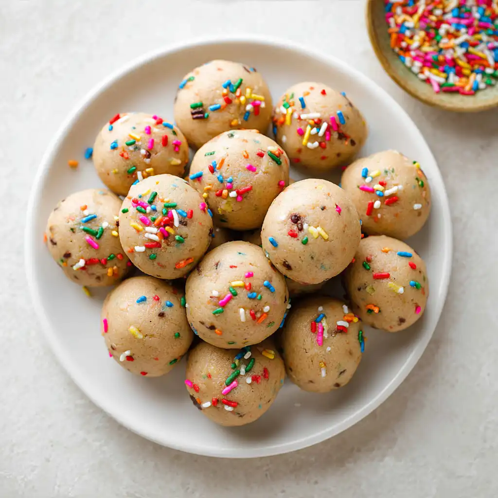 No-Bake Birthday Cake Protein Balls