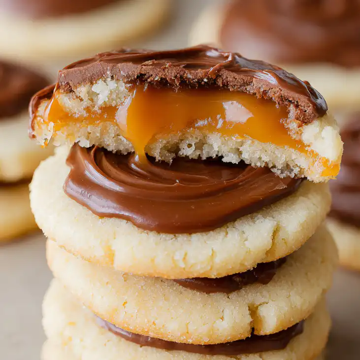 Caramel Chocolate Shortbread Cookies