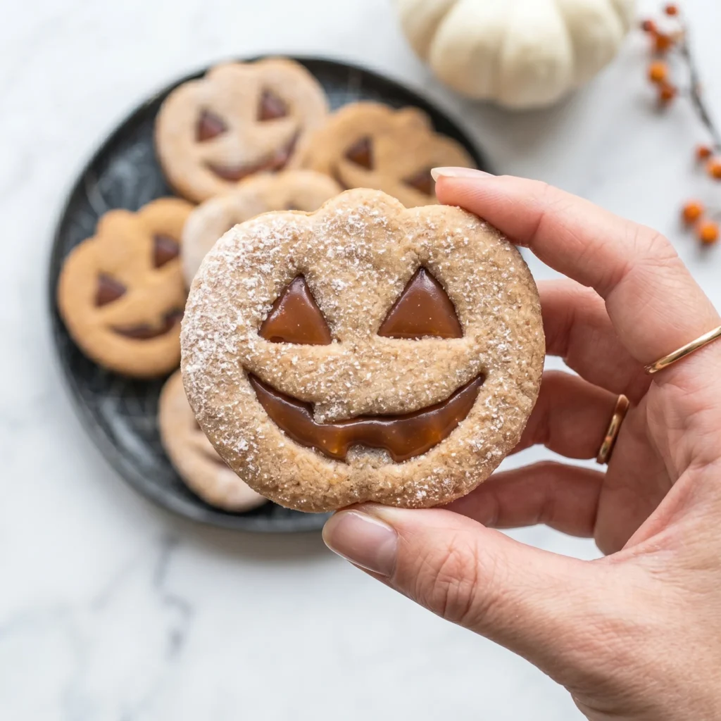 Milk Chocolate Stuffed Jack-O'-Lantern Cookies