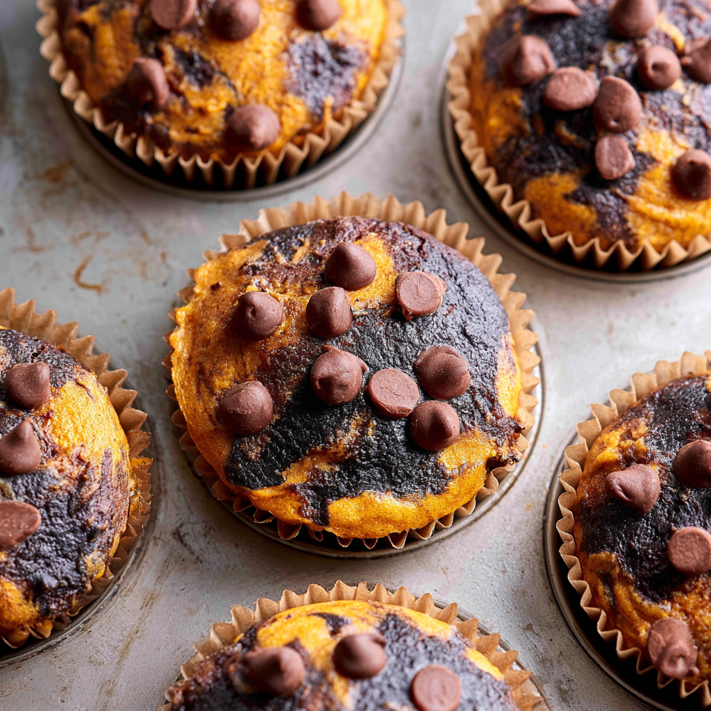 Marbled Chocolate and Pumpkin Muffins - step by step