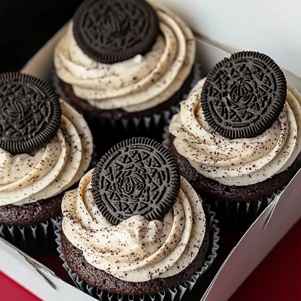 Oreo Cupcakes with Cookies & Cream Frosting - step by step