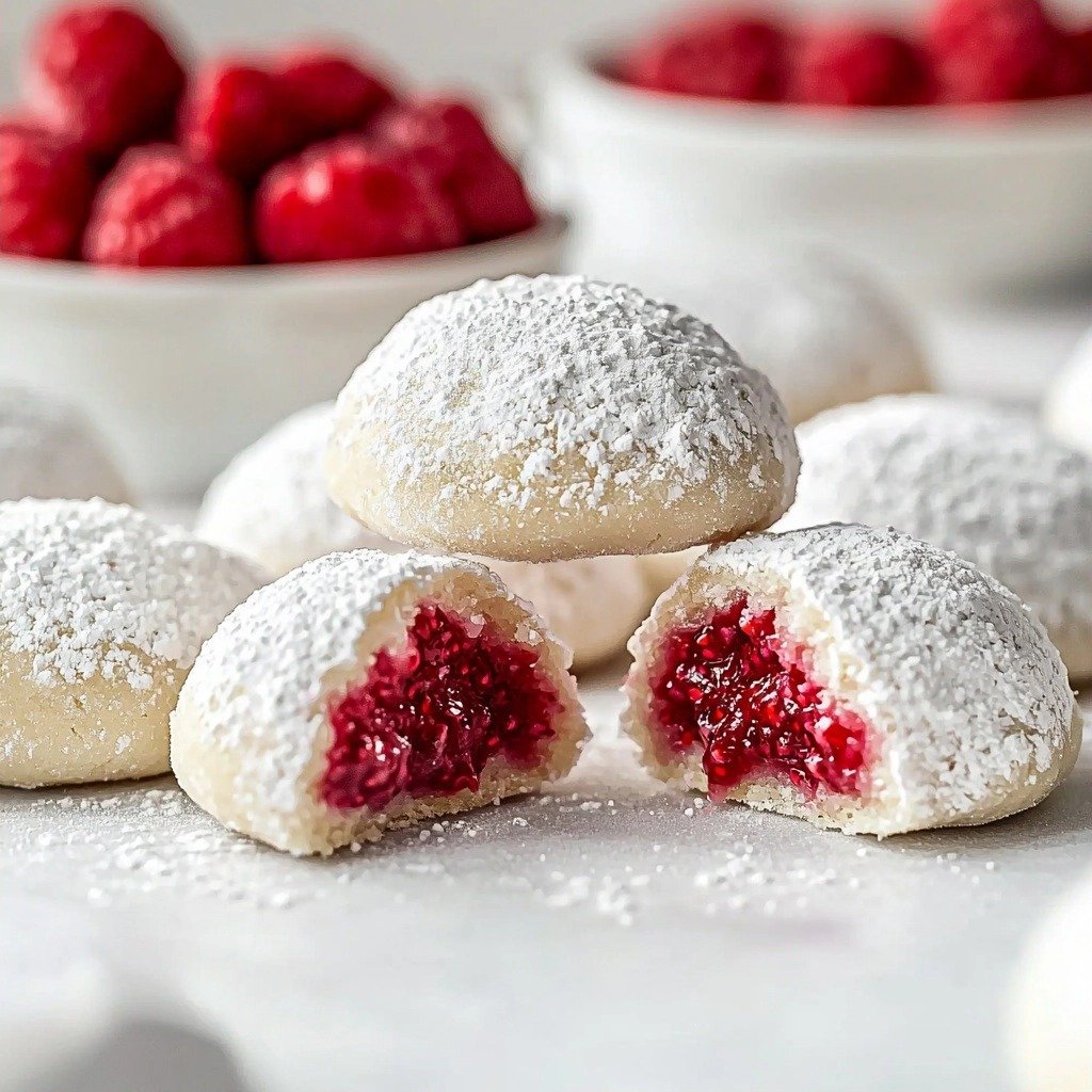 Raspberry Almond Snowball Cookies Delightful Easy Recipe - finished dish